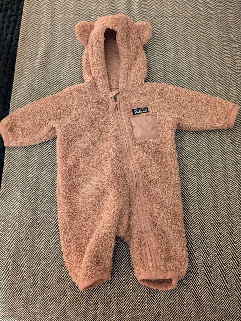 Patagonia Pink 0-3 Mo Baby Fleece Bunting One-Piece